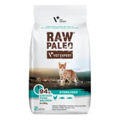 VetExpert Raw Paleo Sterilised sausas pašaras su vištiena, tunu ir lašiša katėms