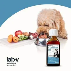 Lab-V Menkių kepenų aliejus - natūralus Omega, A ir D vitaminų šaltinis šunims ir katėms, 100 ml — 2 nuotrauka