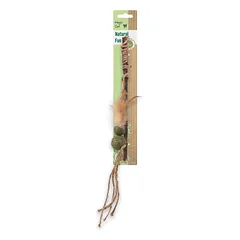 Magic Cat Natural Fun –medinis žaislas su natūraliomis plunksnomis ir virvelėmis (25 cm) — 2 nuotrauka
