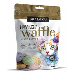 Dr Malou Cat liofilizuoti vištienos vafliai, mišrūs skoniai, skanėstai katėms 60 g — 5 nuotrauka