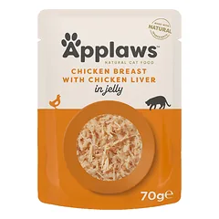APPLAWS konservai katėms su vištiena ir kepenėlėmis drebučiuose 70 g