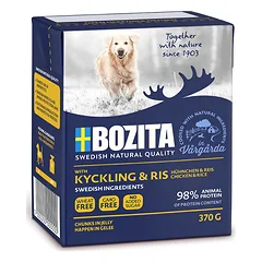 Bozita Dog Naturals :Viščiukas ir ryžiai drebučiuose 370g