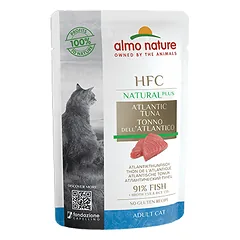 Almo Nature HFC Natural Plus Atlanto tunas 91% konservai suaugusioms katėms, 55 g