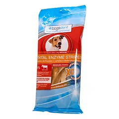 BOGADENT DENTAL ENZYME STRIPES MEDIUM DOG kramtomasis užkandis vidutinių veislių šunims saugantis nuo apnašų susidarymo, 100g