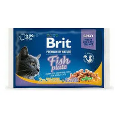 Brit Premium Cat Fish Plate Chunks maišeliai, drėgnas maistas katėms 400 g (4 x 100 g) — 2 nuotrauka