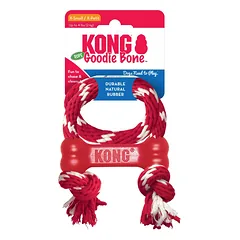 KONG Goodie Bone With Rope žaislas su natūralia guma ir virve labai mažiems šunims, Extra Small
