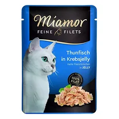 Miamor Feine Filets - drėgnas kačių maistas tunas krabų drebučiuose 100g