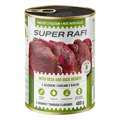 SUPER RAFI su elniais ir anties širdimis 400 g drėgnas maistas šunims