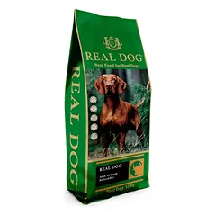 Real Dog SP Pašaras suaugusiems visų veislių šunims, su buivoliena, ryžiais ir tapijoka 12 kg