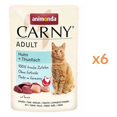 ANIMONDA Carny Adult Pouch Vištiena ir tunas 6x85g drėgnas maistas katėms