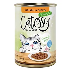 Catessy gabaliukai padaže arba drebučiuose, drėgnas maistas katėms, ekonominė pakuotė 24 x 400 g — 5 nuotrauka