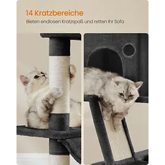 Kačių draskyklė 206 cm daugiaaukštė, juoda — 5 nuotrauka