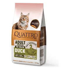 QUATTRO visavertis sausas pašaras suaugusioms naminėms katėms su antiena (nuo 1 metų amžiaus, begrūdis), 1,5 kg