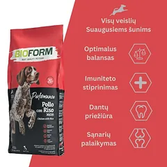 BIO FORM Best Quality Dog Performance 30/20 Chicken CENNAMO sausas maistas suaugusiems šunims, 20 kg — 2 nuotrauka