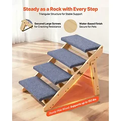 Laiptai augintiniams VEVOR ZD-25DOG06, 4 pakopos, sulankstomi, 63 × 49 × 47 cm — 3 nuotrauka