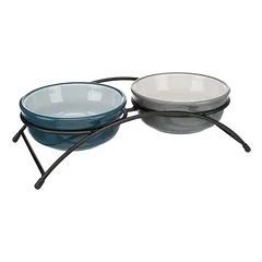 TRIXIE Dubenėlių kompl., keramika-metal., 2x0.25 l, ø 13 cm-27x8x13 cm, petrol-šviesi — 2 nuotrauka