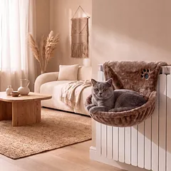 P.Lounge Ant radiatoriaus kabinamas kačių guolis, rudas — 4 nuotrauka