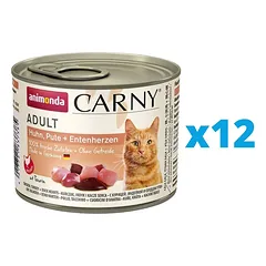 ANIMONDA Carny Adult rinkinys vištiena, kalakutiena ir ančiukų širdelės  12 x 200 g