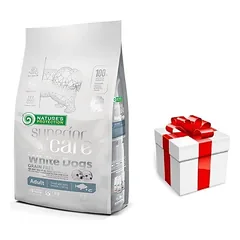 NATURE'S PROTECTION Superior Care White Dogs Small & Mini Breeds Adult Grain Free White Fish sausas maistas šunims 1,5kg + STAIGMENA ŠUNIUI
