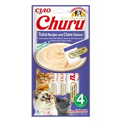INABA Churu Tuna with clam flavour 4x14g tunas su moliuskais katėms