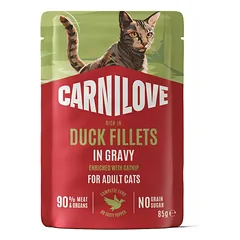 Carnilove Cat Pouch Antis Mėta drėgnas maistas suaugusiems katėms su antienos ir mėtų mėsa, be grūdų, 85 g