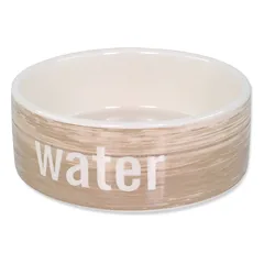 Dog Fantasy Ceramic Bowl Wood Pattern keraminis dubenėlis vandeniui šunims, stabilus, plaunamas indaplovėje, su medžio raštu, 0,28 l, 12,5×4,5 cm