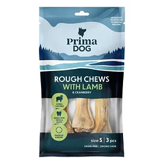 PrimaDog Rough Chews Lamb-Cranberry kramtomasis kaulas šunims su ėrienos įdaru ir spanguolėmis, 105 g