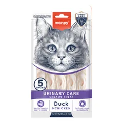 Wanpy Urinary Care kreminis skanėstas katėms su antiena ir vištiena, 70 g