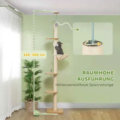 Kačių drąskyklė PawHut 40x40x250cm., kreminės spalvos — 4 nuotrauka