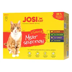 JosiCat Multipack Sauce Meat įvairių mėsos skonių konservuotas pašaras katėms, 4x12x85g