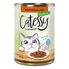 Catessy gabaliukai padaže arba drebučiuose, drėgnas maistas katėms, ekonominė pakuotė 24 x 400 g — 4 nuotrauka