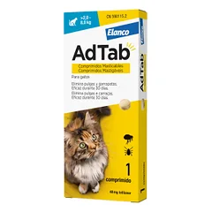 Elanco AdTab 48 mg, kramtomosios tabletės katėms 2 kg–8 kg, nuo blusų ir erkių, 1 vnt.