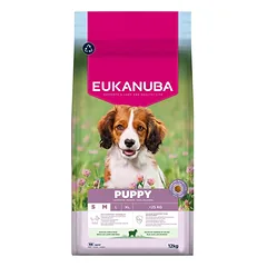 Eukanuba Puppy & Junior, Small & Medium, Lamb & Rice sausas maistas šuniukams, 12 kg