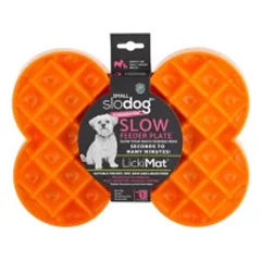 Lėto ėdimo dubenėlis LickiMat Dog Small Slodog, oranžinis