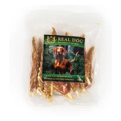 Real Dog SNACKS Vištienos file ant odos pagaliukų (plunksnos) 500g