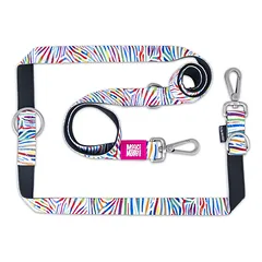 Max&Molly Multi-Leash Magic Zebra - reguliuojamas pavadėlis šunims, vaivorykštinis zebro raštas, 200 cm — 2 nuotrauka