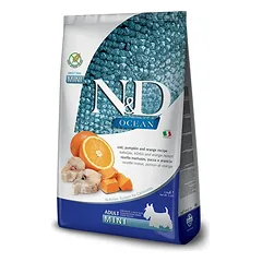 2 vnt. FARMINA N&D OCEAN – DOG Dry Cod Pumpkin&Orange ADULT MINI 2,5 kg