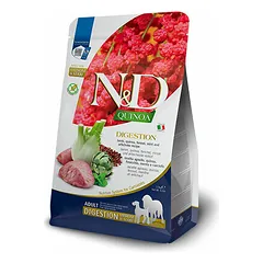 Farmina N&D Dog Quinoa Digestion Medium & Maxi Adult su ėriena, sausas maistas šunims 2,5 kg — 3 nuotrauka