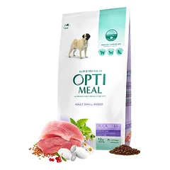 Optimeal Small Breed Duck sausas maistas mažų veislių šunims su antiena, 12kg