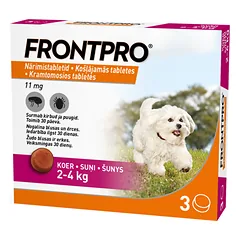 FRONTPRO S 11 mg kramtomosios tabl. nuo erkių ir blusų šunims 2–4kg N3