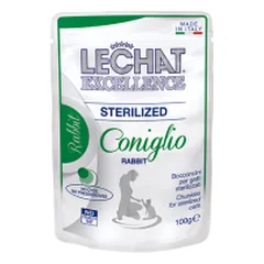 LeChat Excellence Sterilized Chunkies pakelis su triušiena, drėgnas maistas katėms 100 g parduotuvėje animu.lt