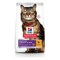 Hills Science Plan Sensitive Stomach and Skin Adult Chicken sausas maistas katėms, virškinimo ir kailio būklės gerinimui, 7 kg