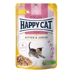 Happy Cat guliašas jauniems kačiukams su paukštiena Kitten&amp;Junior LandGeflugel, 85 g nuotrauka