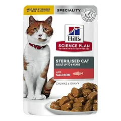 Hill’s Science Plan Cat Sterilised Adult with Salmon drėgnas maistas sterilizuotoms suaugusioms katėms, 12 x 85 g