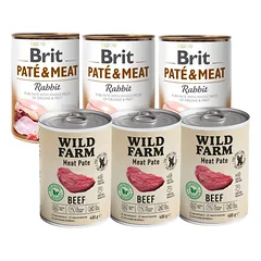 Wild Farm Pate Beef 3x400g ėdalas šunims be glitimo + BRIT PATE & MEAT RABBIT 3x400g