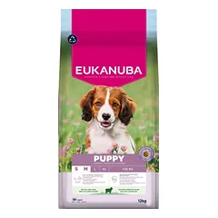 Eukanuba Life Care Puppy sausas maistas mažų ir vidutinių veislių šuniukams su ėriena ir ryžiais S/M 12 kg