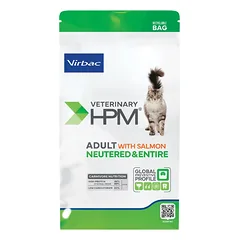 Virbac Veterinary HPM Adult Salmon Neutered & Entire Cat visavertis sausas pašaras sterilizuotoms ir nesterilizuotoms katėms