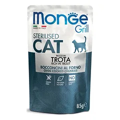 MONGE Grill- Cat Sterilised Trout Jelly konservai katėms su upėtakiu 85g