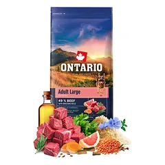 Ontario Adult Large Beef & Brown Rice sausas maistas dideliems suaugusiems šunims, 12 kg