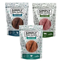 SIMPLY FROM NATURE Meat Strips Mėsos juostelės Mišrių skonių kalakutiena, jautiena, antis 3x80 g